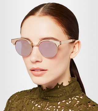 Le Specs + Luxe Cleopatra Cat-Eye Metal Mirrored Sunglasses