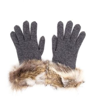 Inverni + Wool-Cashmere Gloves with Fur Trim