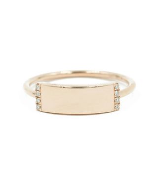 Andrea Groussman + 14K Rose Gold and Diamond Engraveable Name Plate Ring