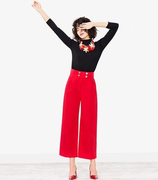 Uterque + Buttoned Red Culottes