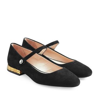 Marc Jacobs + Suede Mary-Jane Flats with Snake Trim