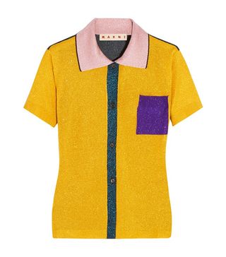 Marni + Color-Block Metallic Knitted Polo Shirt
