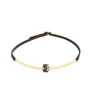 Eddie Borgo + Come Estate Gold-Plated, Crystal and Leather Necklace