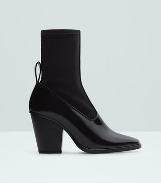 Mango + Contrast Materials Ankle Boots