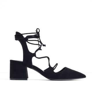 Zara + Lace-Up Pointed High Heel Shoes