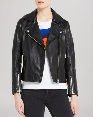 Sandro + Veinarde Leather Biker Jacket