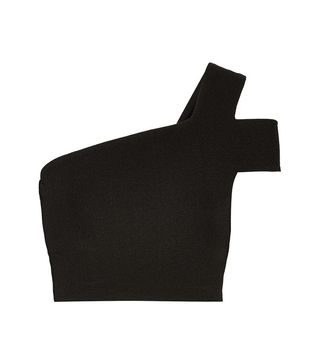 Tibi + One-Shoulder Cropped Crepe Top