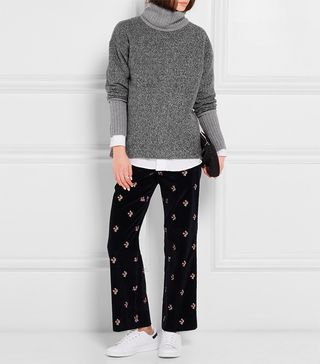 J. Crew + Cashmere-Trimmed Fleece Turtleneck Sweater