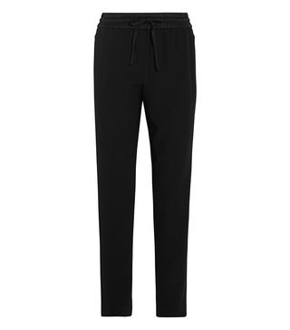 DKNY + Satin-Trimmed Crepe Straight Leg Pants