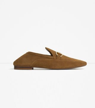 Zara + Leather Loafers With Buckle