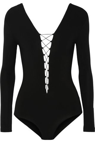 T By Alexander Wang + Lace-up Stretch Bodysuit