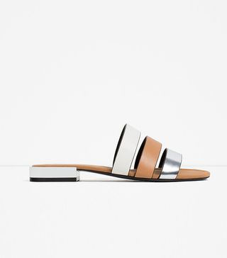 Zara + Flat Shoes With Metal Heel Detail