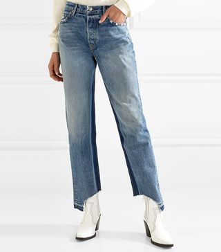 Grlfrnd + Helena Distressed High-Rise Straight-Leg Jeans