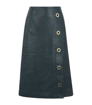 Vanessa Bruno + Forest Green Leather Skirt