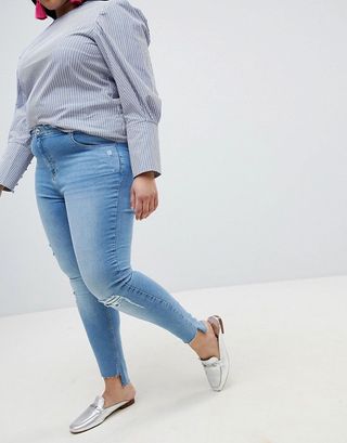 Urban Bliss + Plus Distressed Ripped Skinny Jean in Light Wash