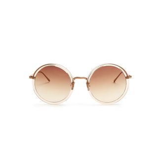 Linda Farrow + Oversized Round Rose-Gold Plated Sunglasses
