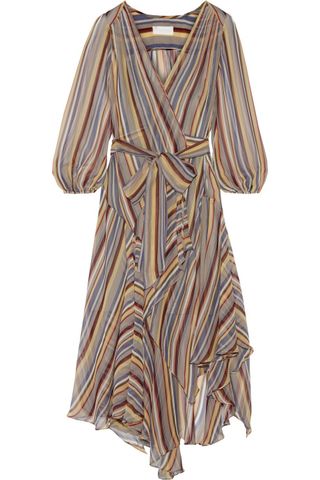 Zimmermann + Ticking Striped Wrap Maxi Dress