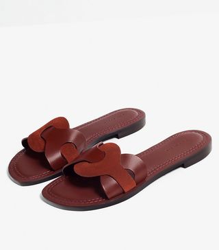 Zara + Contrast Leather Slides