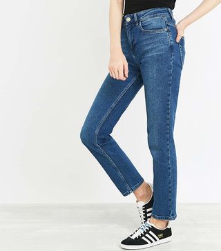 BDG + New Girlfriend Mid-Blue Straight Leg Jeans