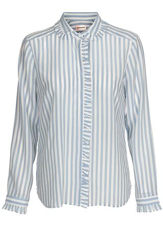 CUSTOM MADE + CUSTOM MADE Aika Striped Silk Shirt - Dusty Blue