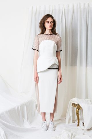 Casey Tanswell + Crepe Strapless Sculptural Top