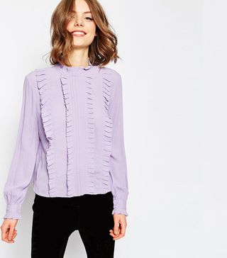 ASOS + Ruffle Detail Vintage Blouse With High Neck