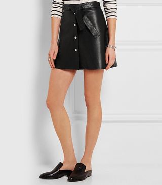 Maje + Belted Leather Mini Skirt