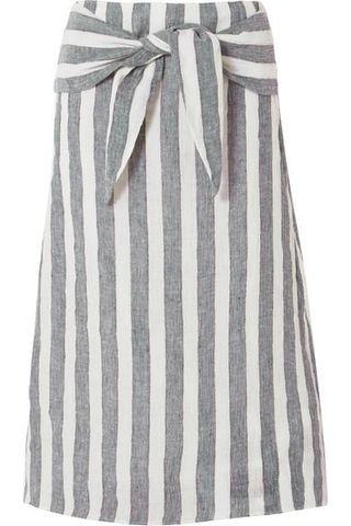 J.Crew + Shipwreck Striped Linen Midi Skirt