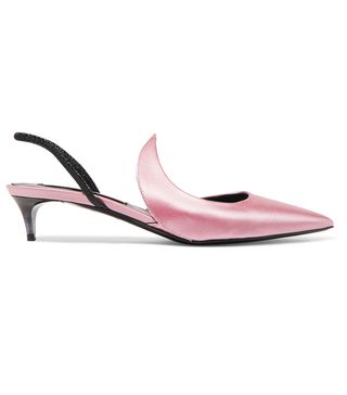 Matteo Mars + Kitten Ala Satin and Patent-Leather Slingback Pumps