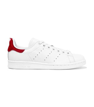 adidas Originals + Stan Smith Calf Hair Paneled Leather Sneakers