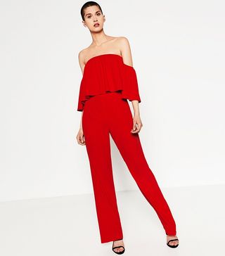 Zara + Off-the-Shoulder Jumpsuit