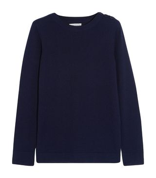 Chinti & Parker + Faux Suede-Trimmed Merino Wool Sweater