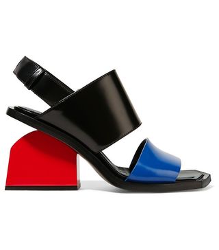 Marni + Color-Block Glossed-Leather Slingback Sandals