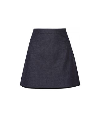 Victoria Victoria Beckham + Silk-Trimmed Stretch-Denim Mini Skirt