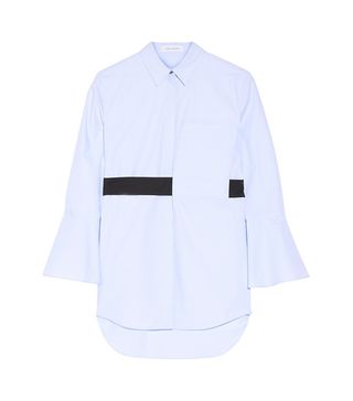 Cedric Charlier + Oversized Belted Cotton-Poplin Shirt