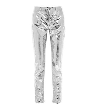 Isabel Marant + Jada Silver Slim-Leg Coated Cotton Trousers