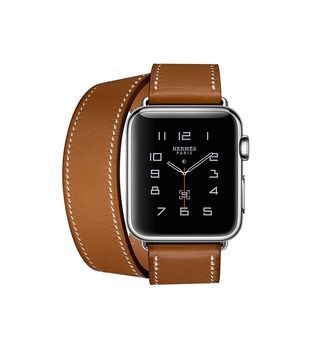 Apple Watch + Hermès Double Tour, 38mm Stainless Steel Case With Fauve Barenia Leather Band