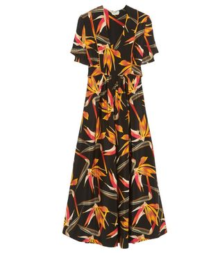 Fendi + Bird of Paradise Printed Silk-Cady Midi Dress