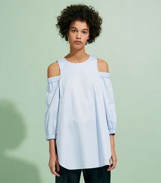 Tibi + Cut-Out Shoulder Cotton Tunic
