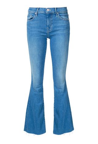 Mother + Frayed Hem Flared Jeans