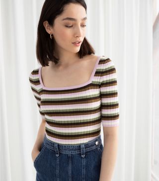 & Other Stories + Fitted Striped Micro Knit Top