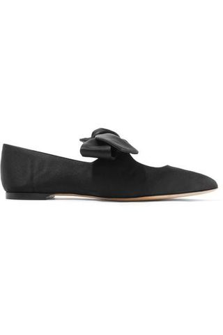 The Row + Elodie Bow-Embellished Satin Ballet Flats