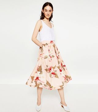 Zara + Floral Print Skirt