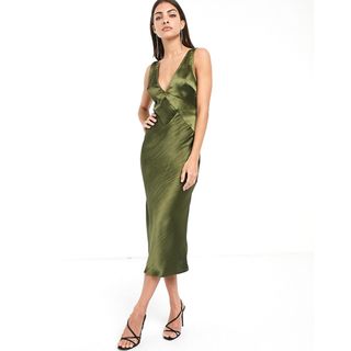 ASOS Design + Paneled Satin Midi Dress With Cowl Back