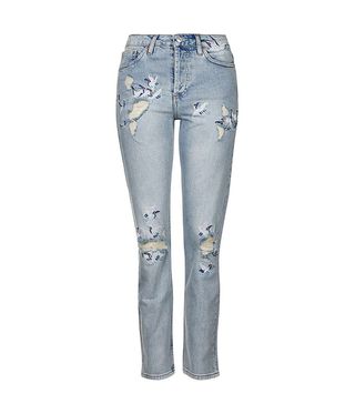 Topshop + Moto Embroidered Straight Jeans