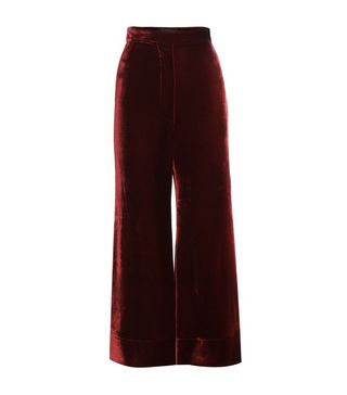 Ellery + Cropped Flared Velvet Trousers