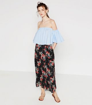 Zara + Long Printed Skirt