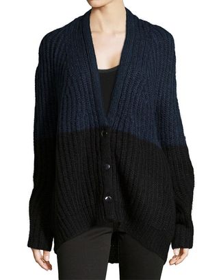 Halston Heritage + Long-Sleeve Ribbed Cardigan