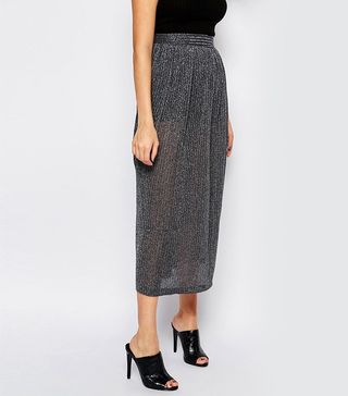 French Connection + Midi Skirt in Flicker Rib