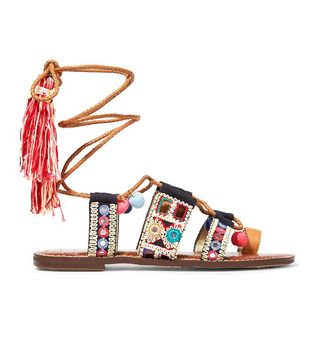 Sam Edelman + Embroidered Canvas Leather Sandals